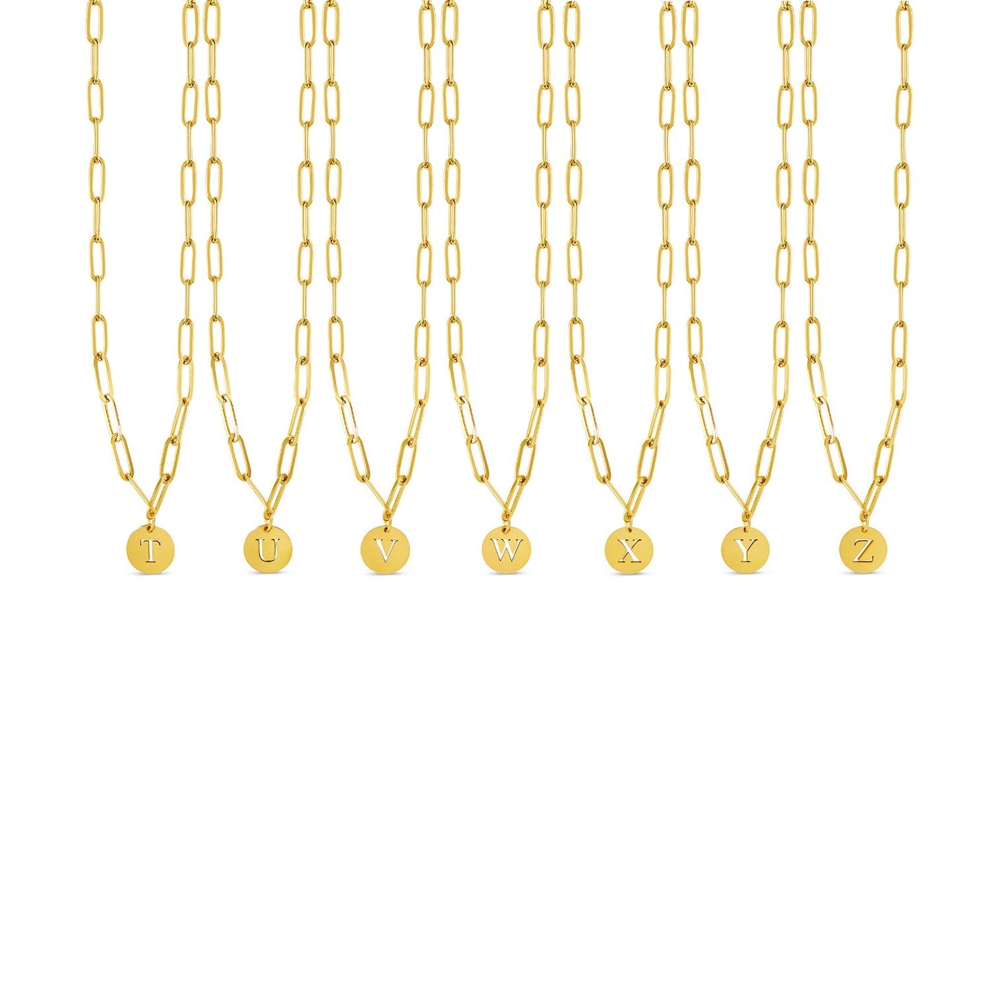 Engraved Clip Chain Initial Necklace - Gold