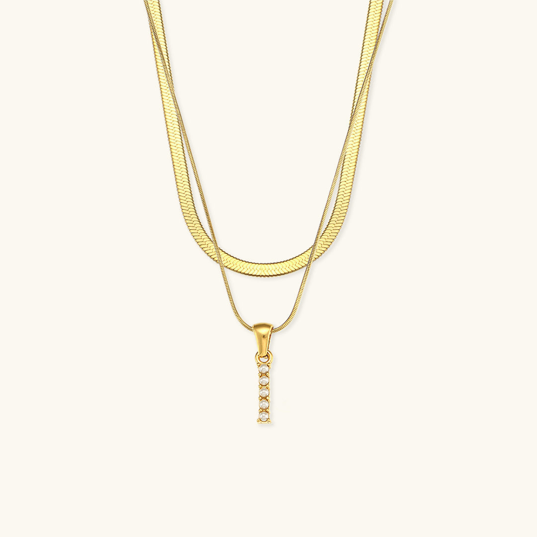 Lune Layered Gold Initial Letter Necklace