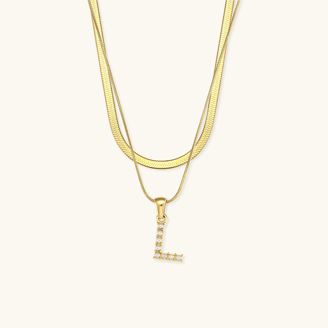 Lune Layered Gold Initial Letter Necklace