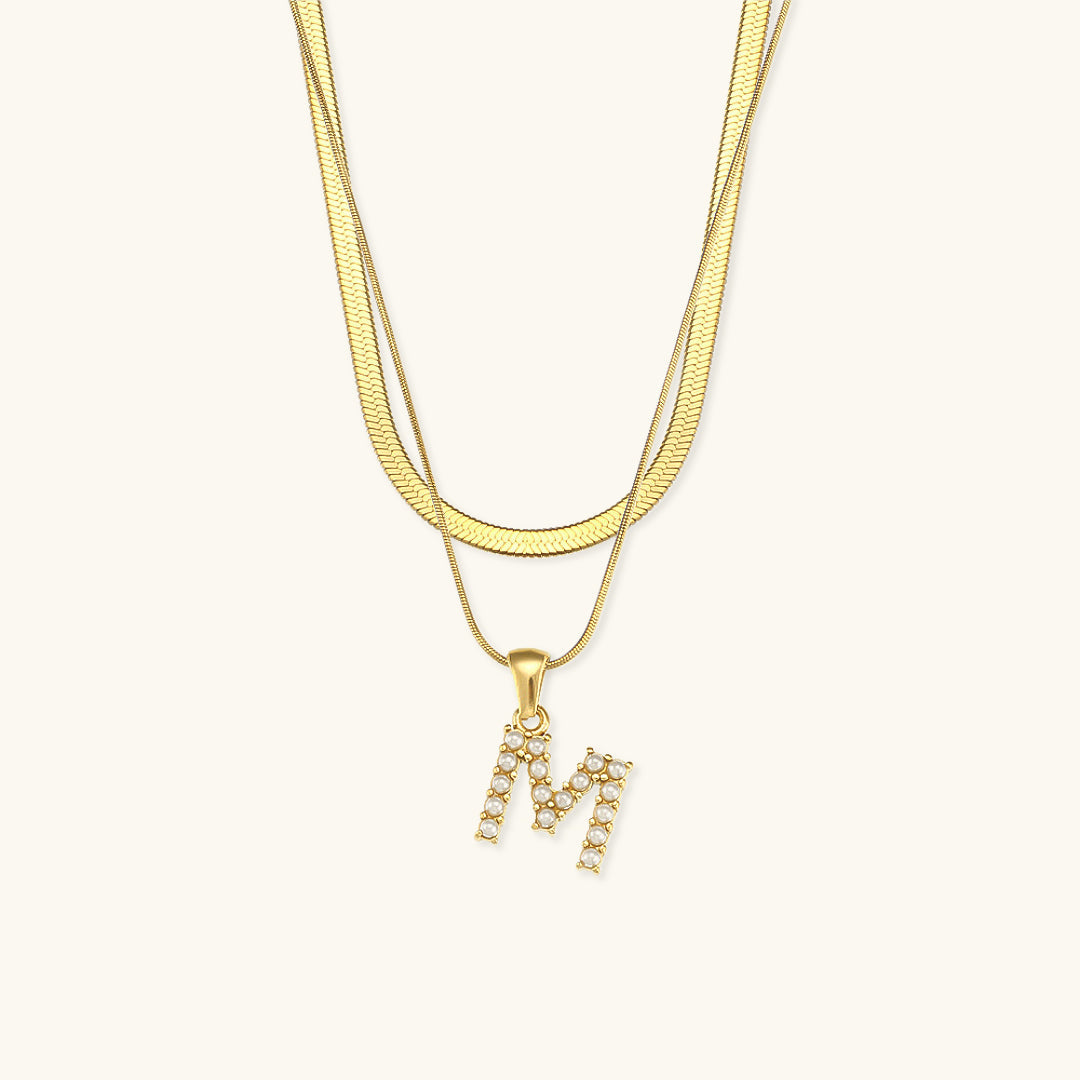 Lune Layered Gold Initial Letter Necklace