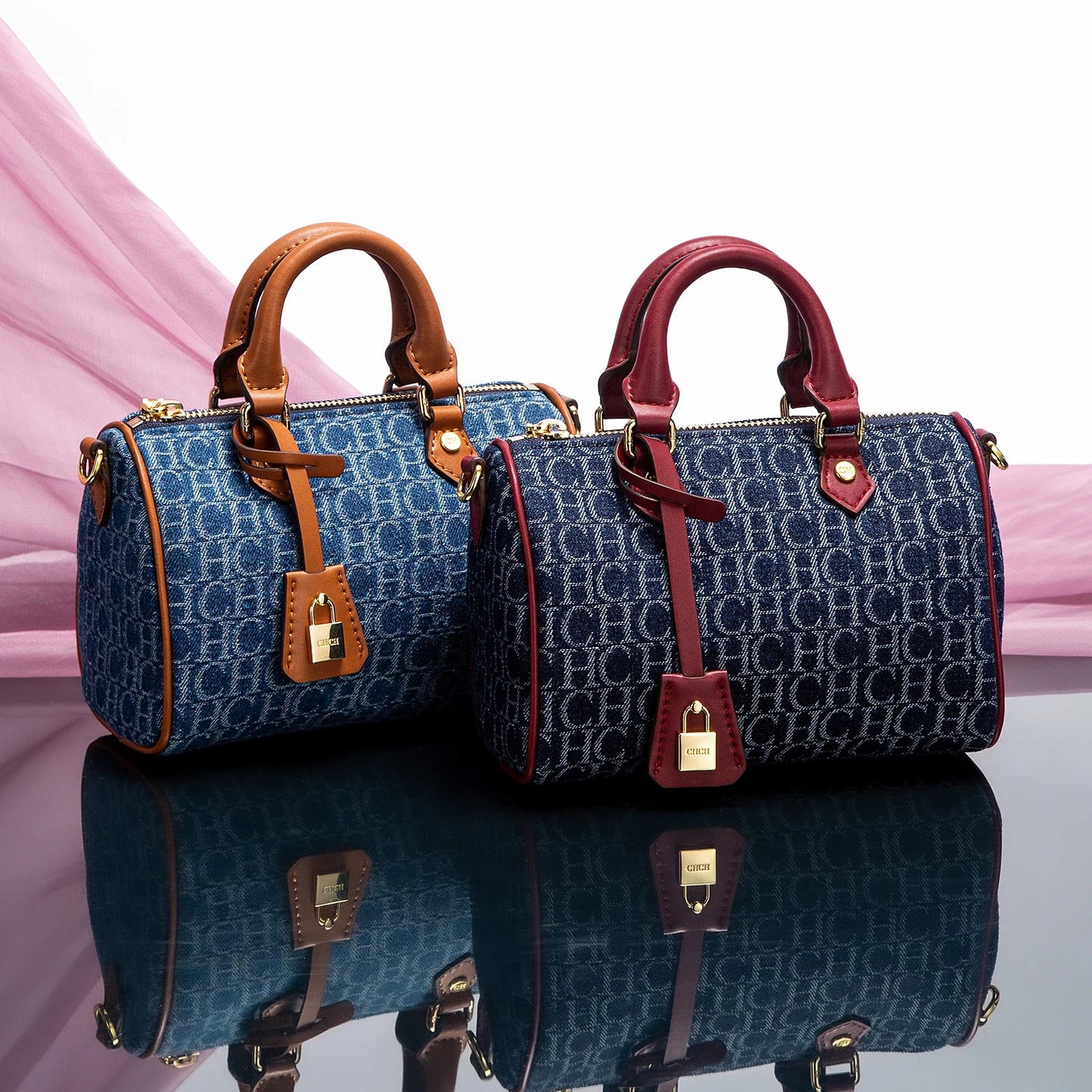 Elegant Women's Shoulder Bag - Cowboy Splicing Design