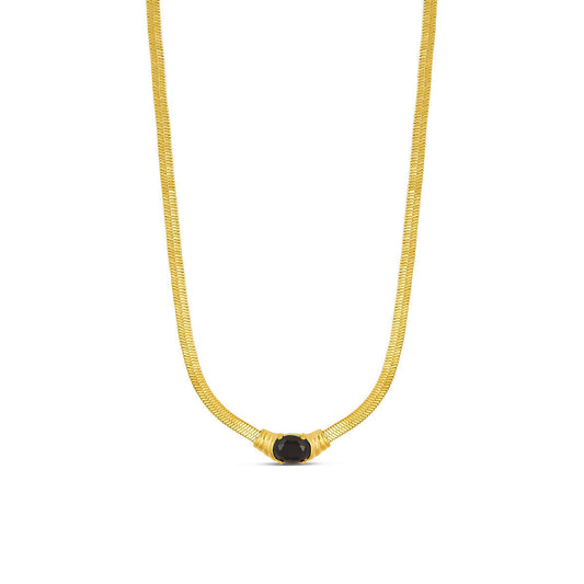 Onyx Gem Snake Chain Necklace - Gold