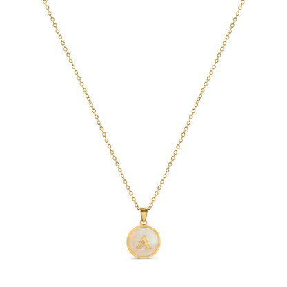 Marble Initial Necklace - Gold