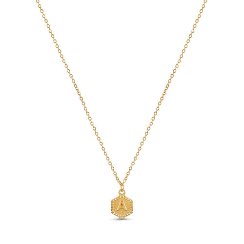 Hex Initial Necklace - Gold