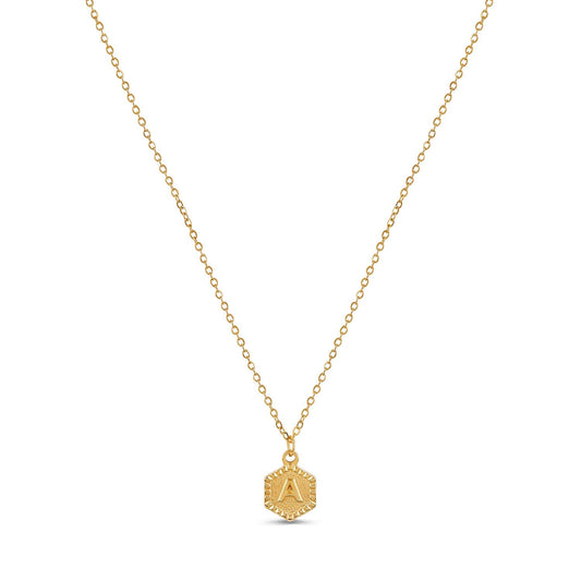 Hex Initial Necklace - Gold