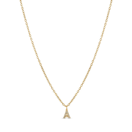 Stone Initial Necklace - Gold