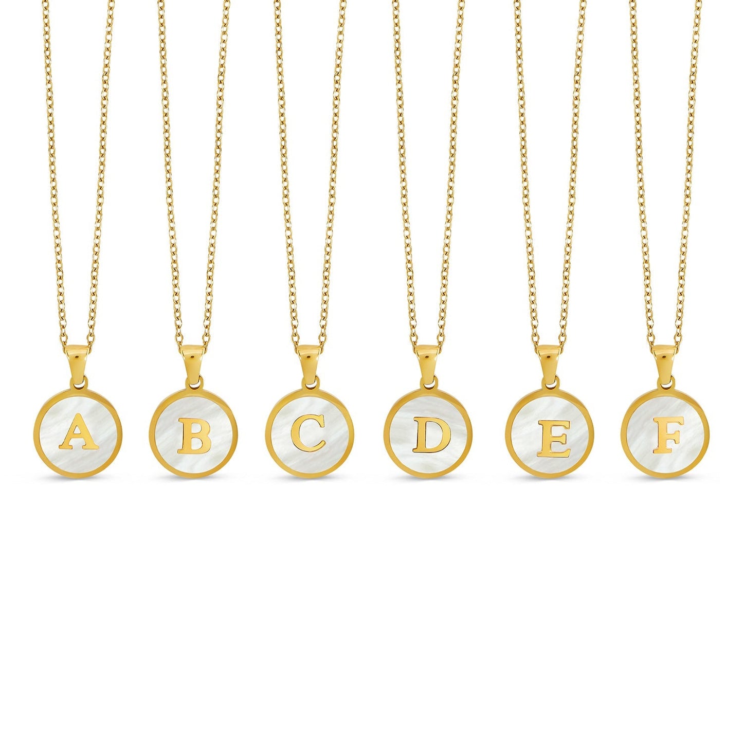 Marble Initial Necklace - Gold