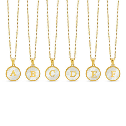 Marble Initial Necklace - Gold