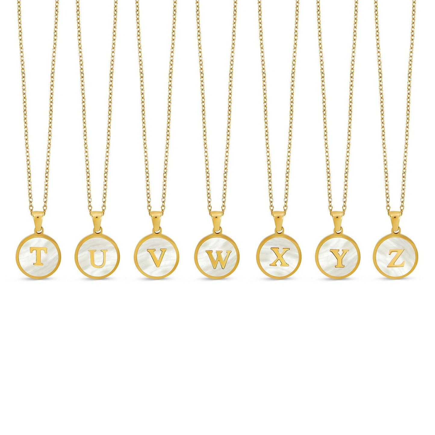 Marble Initial Necklace - Gold
