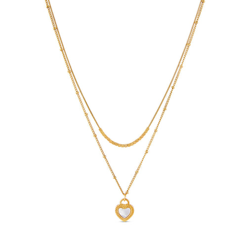 Marble Heart Layered Necklace - Gold