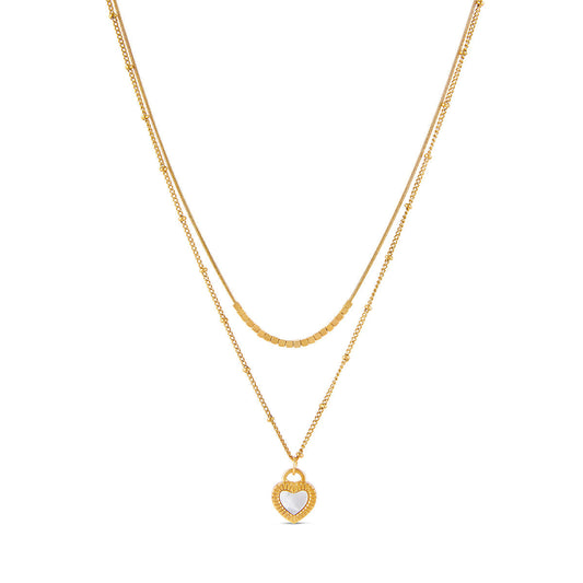 Marble Heart Layered Necklace - Gold