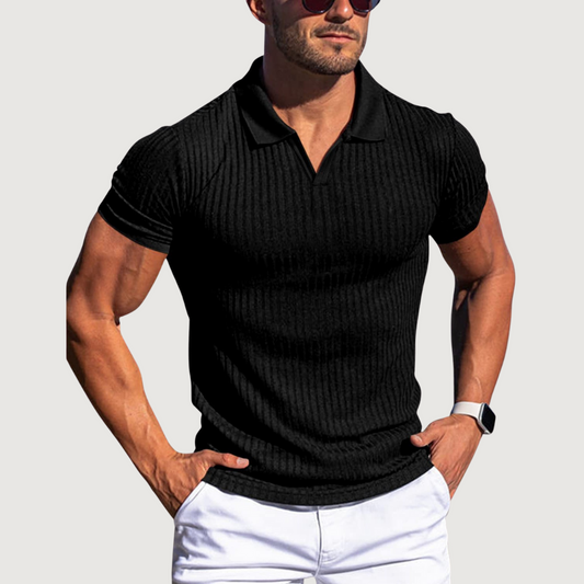 Ribbed Polo Muscle Shirt