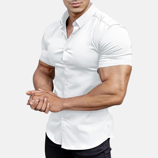 Short Sleeve Muscle Dress Shirt - Stretch Fit