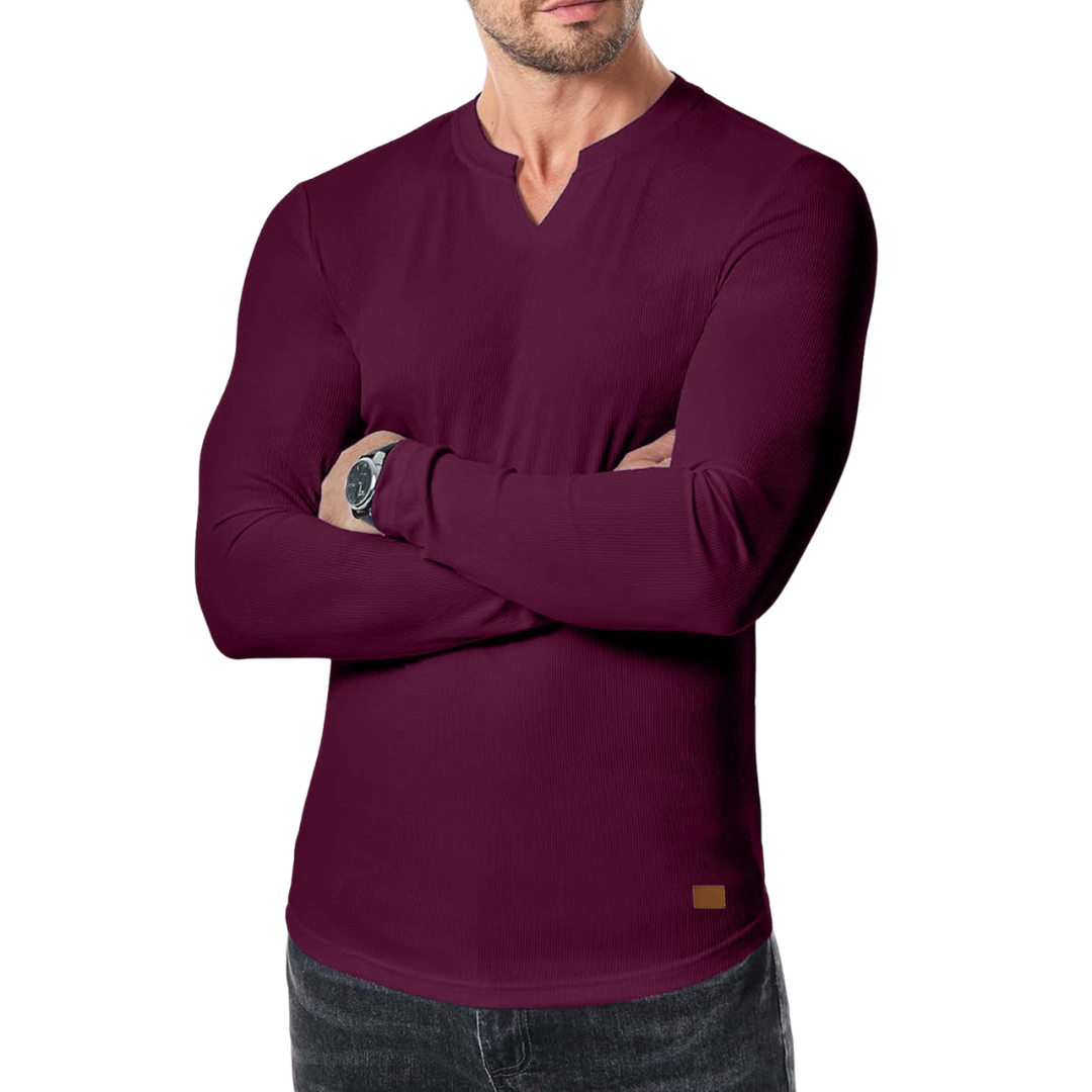 Long Sleeve Textured Muscle Shirt