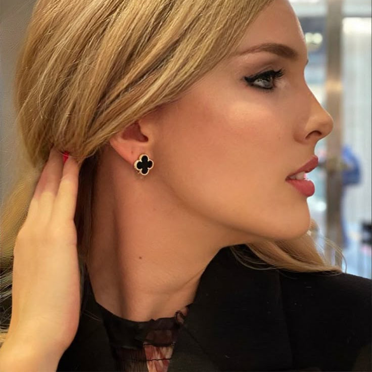 Clover Black Earrings