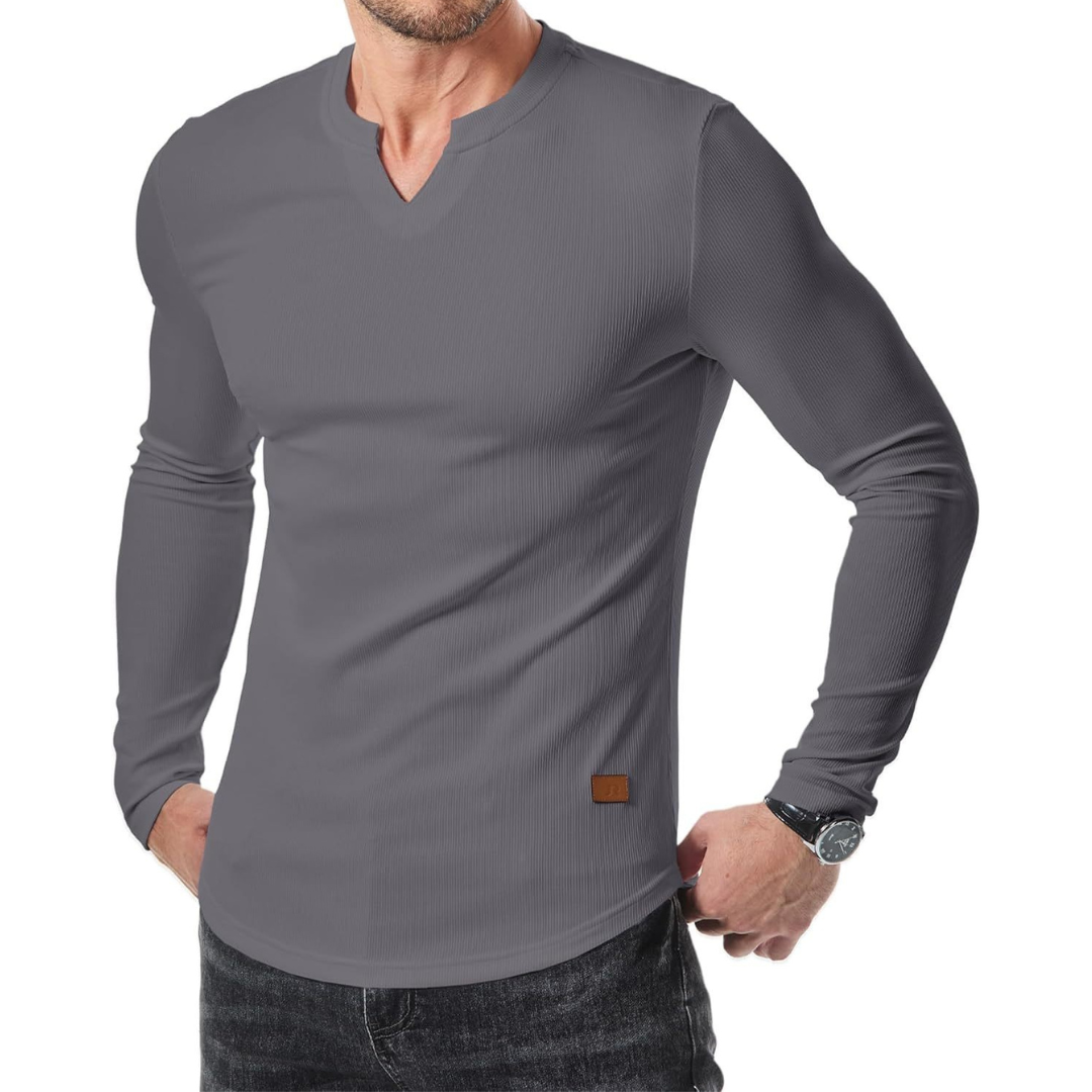 Long Sleeve Textured Muscle Shirt