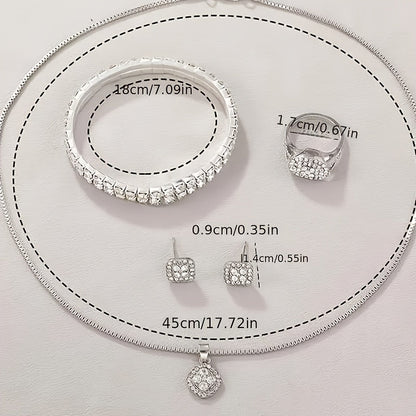 1pc Women's Fashion Luxury Quartz Watch + 6pcs Jewelry