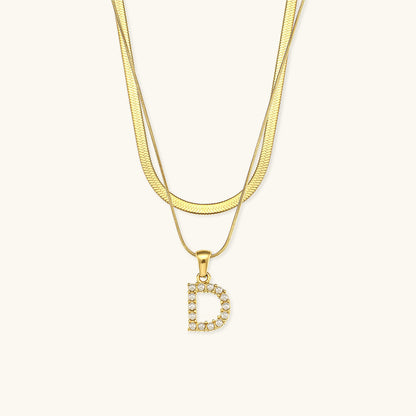 Lune Layered Gold Initial Letter Necklace