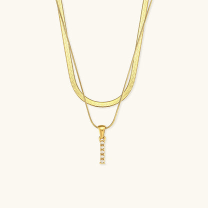 Lune Layered Gold Initial Letter Necklace