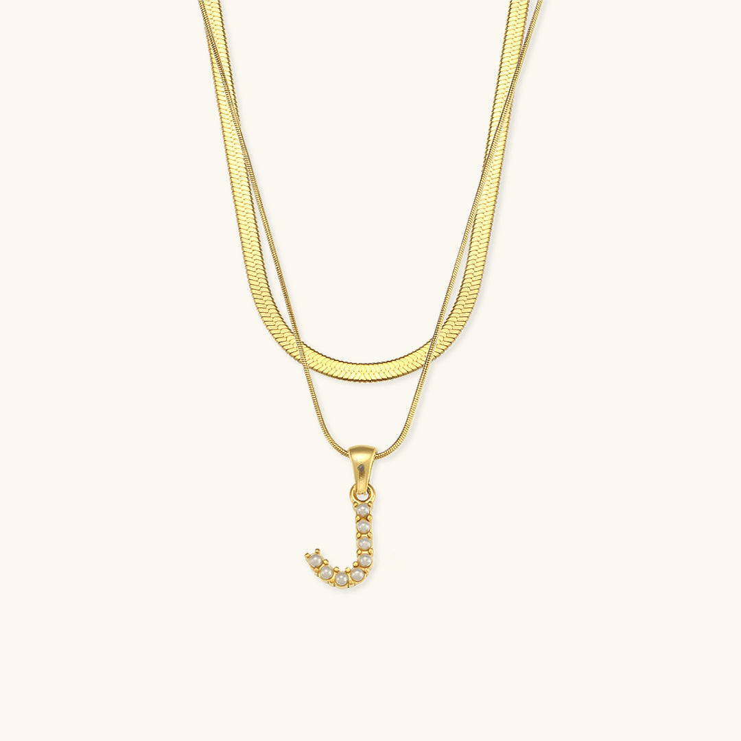 Lune Layered Gold Initial Letter Necklace