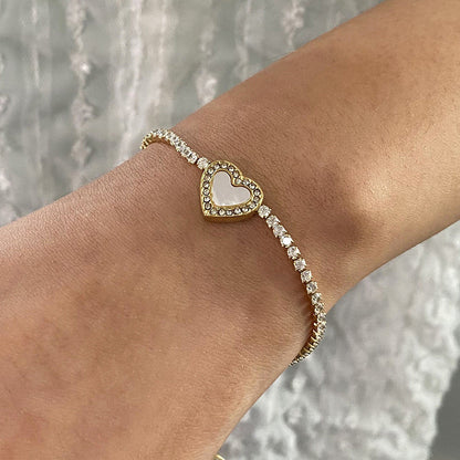 Rani Diamond Heart Tennis Bracelet