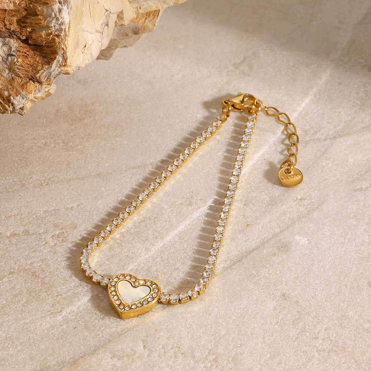 Rani Diamond Heart Tennis Bracelet