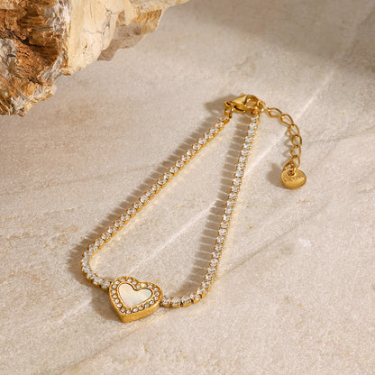 Rani Diamond Heart Tennis Bracelet