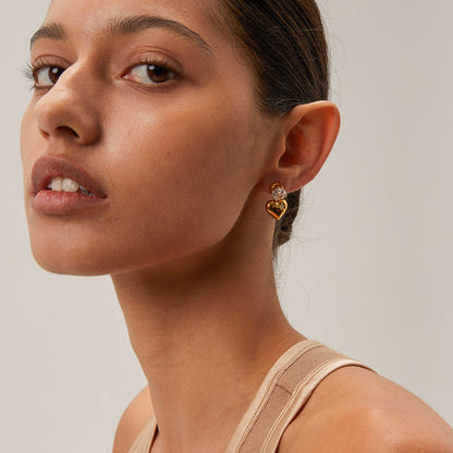 Niva Heart Gold Earrings