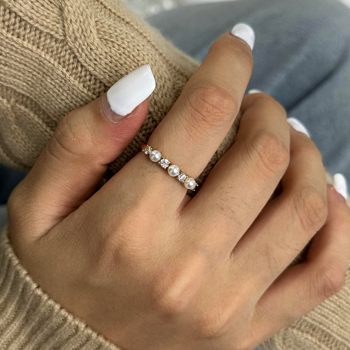 Cira Diamond Pearl Ring