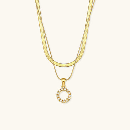Lune Layered Gold Initial Letter Necklace