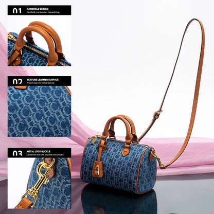 Elegant Women's Shoulder Bag - Cowboy Splicing Design