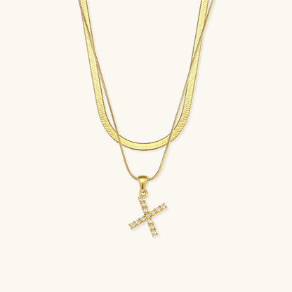 Lune Layered Gold Initial Letter Necklace