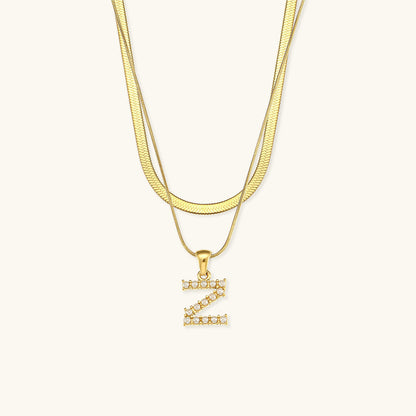 Lune Layered Gold Initial Letter Necklace