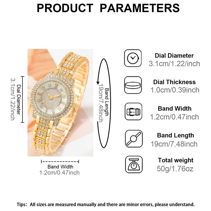 Shimmer Silver Quartz Watch – 6-Piece Gift Set