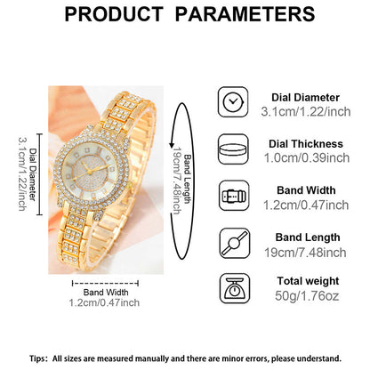 Shimmer Silver Quartz Watch – 6-Piece Gift Set