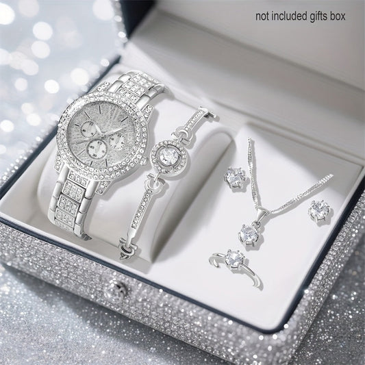 6pcs New Ladies' Gorgeous and Fashionable Silvery Quartz Watch