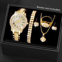 Golden Watch + 6 Pieces of Jewelry